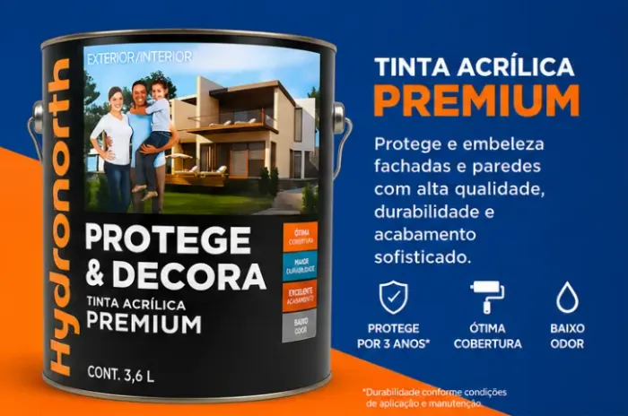 Tinta Acrílica Hydronorth Semibrilho Protege e Decora Branco Neve
