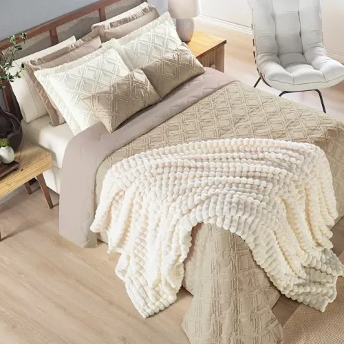 Cobertor Ultrasoft Manta Flannel Jacquard Queen Willow 320g/m² - MARFIM