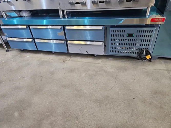 balcão refrigerado 6 gavetas total inox 2 metros - novo