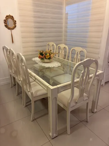 Mesa de Jantar Luiz XV 2m com 8 cadeiras
