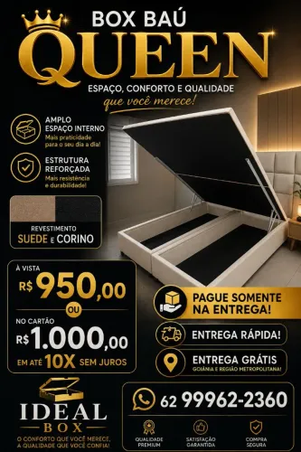 Box baú Queen size - Reforçado & chapado 