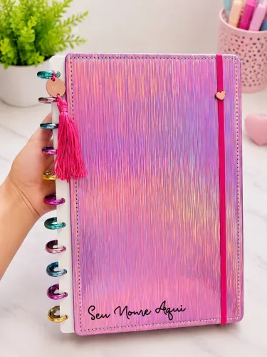 Caderno Inteligente Rosa Personalizado com Nome | Papelaria