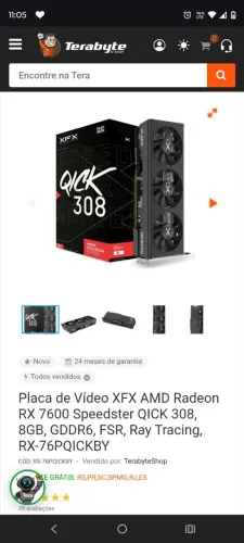 Vendo placa de video rx7600 xfx 3 fans