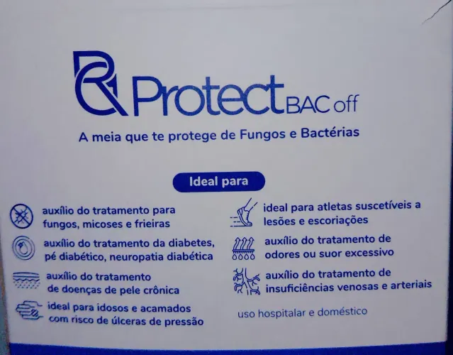 Meia co. Eficácia comprovada contra bactérias e fungos  especial para pés diabéticos 