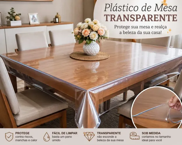 Plástico transparente para mesa de 6 cadeiras