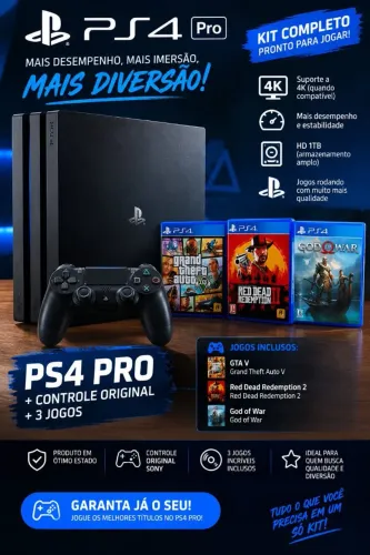 ? PS4 PRO + CONTROLE ORIGINAL + 3 JOGOS