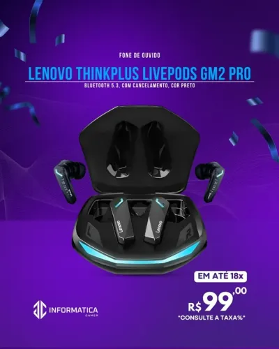 FONE DE OUVIDO LENOVO THINKPLUS LIVEPODS GM2 PRO