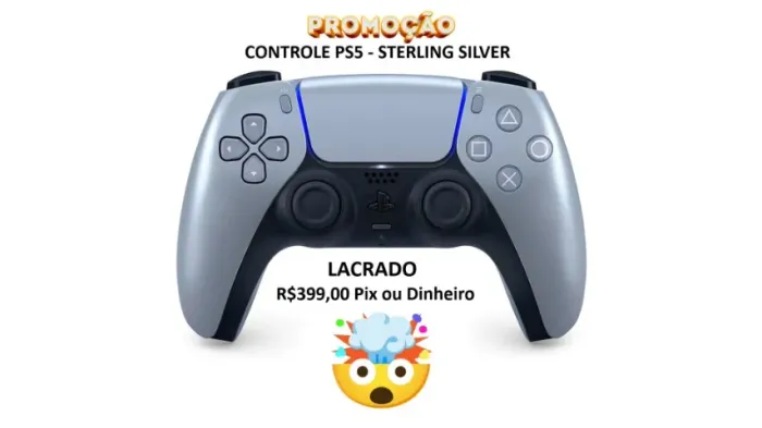 Controle Original PS5 Dualsense Sterling Silver Prata Sony - Novo Lacrado