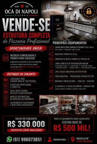 Pizzaria completa - Equipamentos profissionais Fornoflex, Macom e Netter