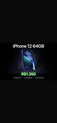 ? iPhone 12 64GB Preto - 83% Bateria - Tela Impecável - Aceita Cartão