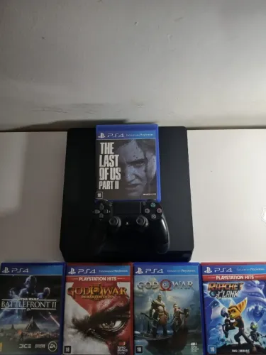 Ps4 slim 1 tb + 5 jogos