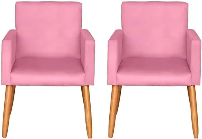 Kit 2 Poltronas Cor Rosa Cadeira Decorativa