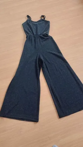 Macacão pantalona com brilho lurex preto Tam P - Festas de fim de ano