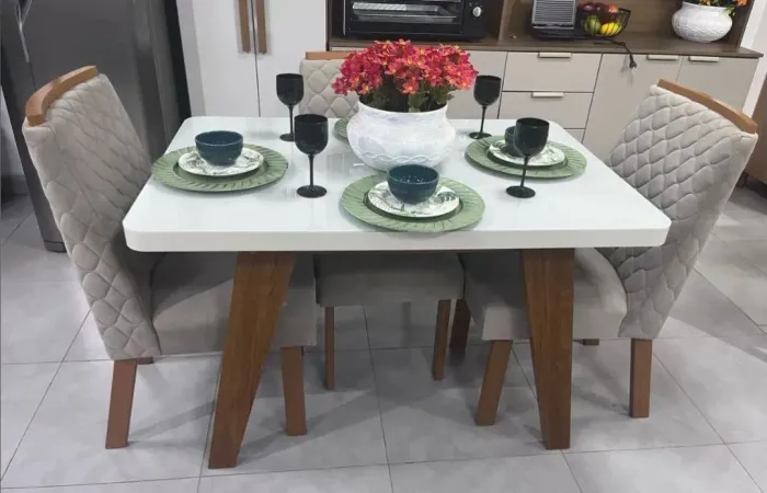 Mesa de jantar selene com 6 cadeiras