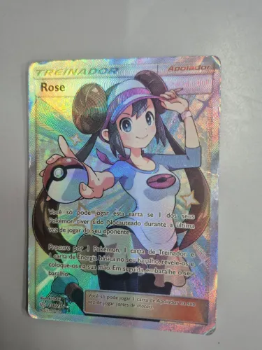 Card Pokemon Treinador Apoiador Rose Foil full art - Possui marcas de uso