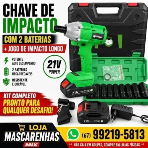Parafusadeira Chave De Impacto Sem Fio com 2 Bateria COD: 0159