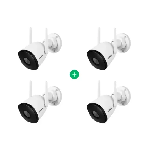 ## Kit 04 câmeras sem fio Intelbrás ( WI-Fi ) Instaladas Áudio, Sirene e Led de Presença
