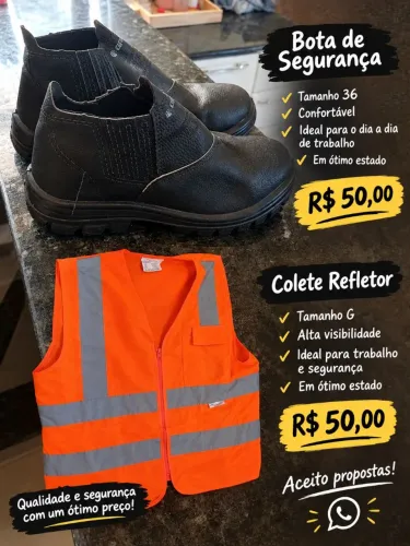 ? Bota Tamanho 36/37 + Colete Refletivo Tamanho G