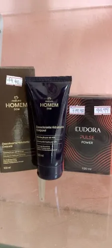 Kit Eudora Pulse Power + hidratante natura Homem