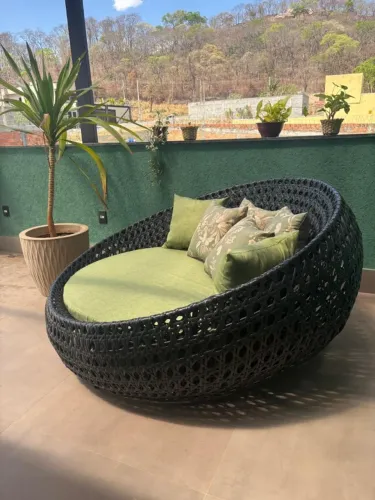 Chaise Ostra Fibra Sintética Nova Poltrona Redonda Área Gourmet Piscina