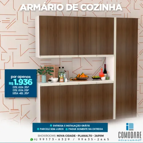 Armário de Cozinha Completo com Torre Lateral - R$ 1.936