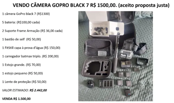 CÂMERA DE AÇÃO (action cam) GoPró Black 7.