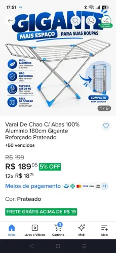 Varal Big grande de chão alumínio