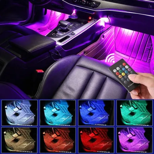 Luz de assoalho para carro rgb sem fio