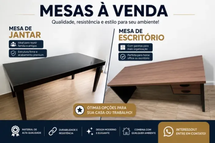 2 Mesas - 1 Jantar e 1 Escritório