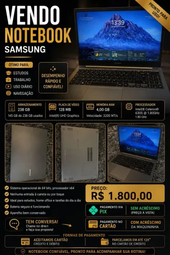 Vendo Notebook Samsung