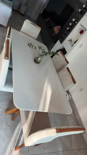 MESA DE MADEIRA E 6 CADEIRAS MDF CINZA!
