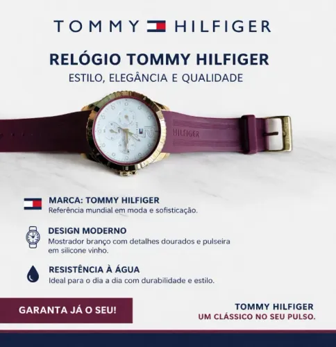 Relógio feminino Tommy Hilfiger bordô (marca exclusiva Vivara)