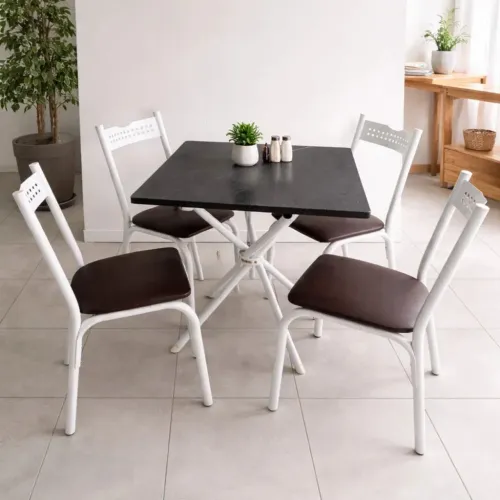 Mesa com 4 Cadeiras para Cozinha 70cm Tampo Granito - Ciplafe