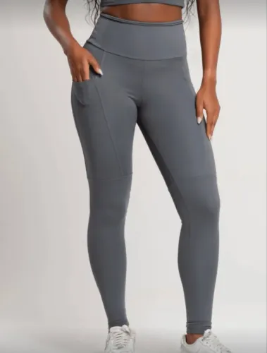 Calça Legging com Bolso e Zero Transparência Poliamida - TAM M - cinza