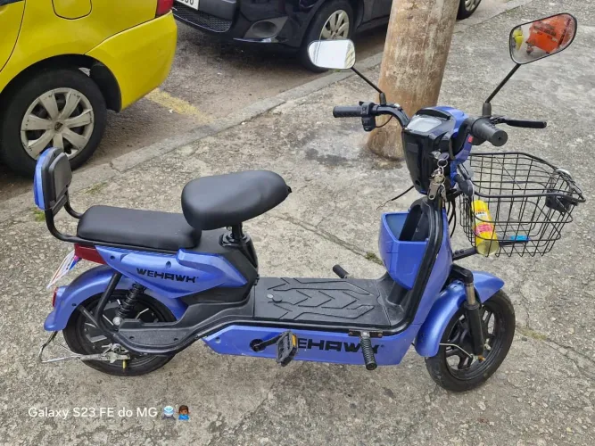 Bicicleta Elétrica 800W Scooter 32km/h Bateria de Lítio WeHawk Basket Bike Autopropelido