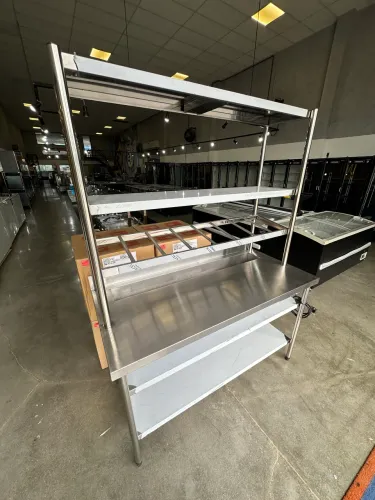 Bancada Hambúrgueria 1500x700x2000mm inox mesa aquecida e banho maria 