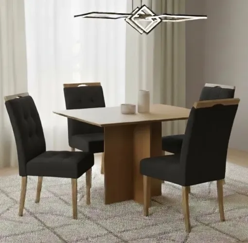 Conjunto Mesa Delta 90 com 4 Cadeiras Estofadas