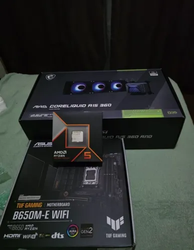 Placa-Mãe ASUS B650M-E WIFI, AMD Processador AMD Ryzen 59600X Walter cooler msi 360mm