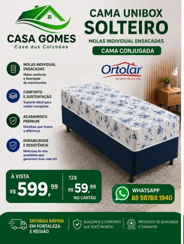 CAMA BOX SOLTEIRO MOLAS INDIVIDUAL ENSACADAS ORTOLAR