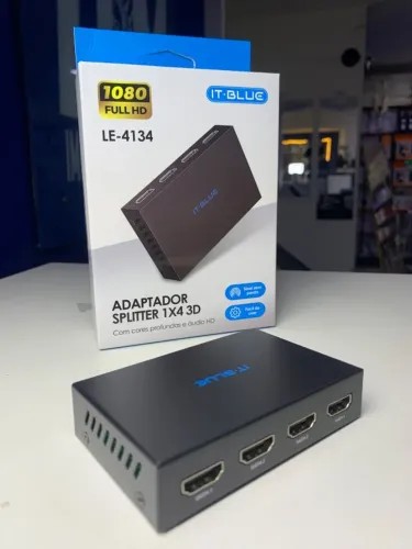 Splitter HDMI 1x4 IT-Blue LE-4134 Full HD 1080p 3D - Uma Fonte em Até 4 Telas (Novo)