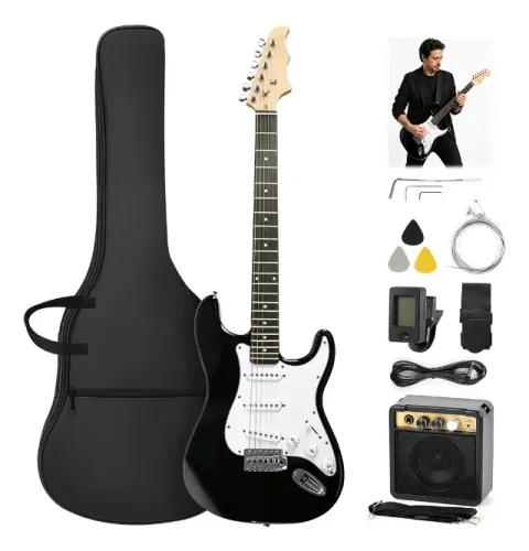 kit profissional guitarra com caixa amplificadora com palheta afinadora