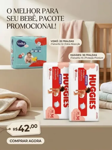 Vende-se fraldas Voiké e Huggies - R$42 cada unidade