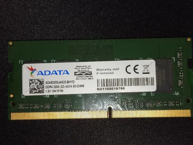 Memória RAM ADATA 4GB DDR4 3200MHz Notebook SO-DIMM CL22