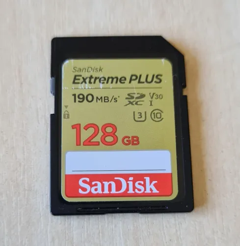 Cartão de memória SD Sandisk Extreme Plus 190 mb/s 128 gb
