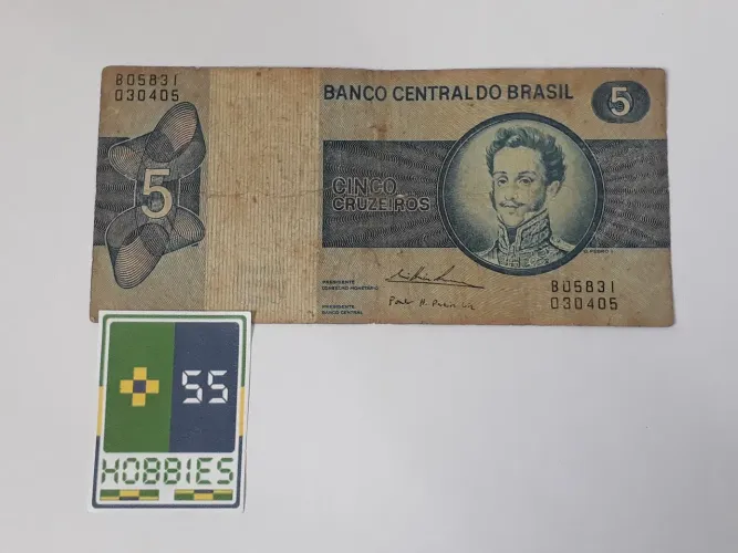 Cédula Dinheiro Antiga 5 Cruzeiros "D. Pedro I" 1970-1984
