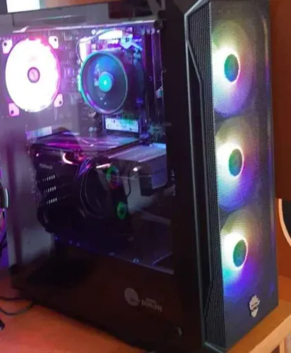 Pc Gamer Completo Rx 6600 Ryzen 5 5500 16GB RAM e 300GB HD com Periféricos