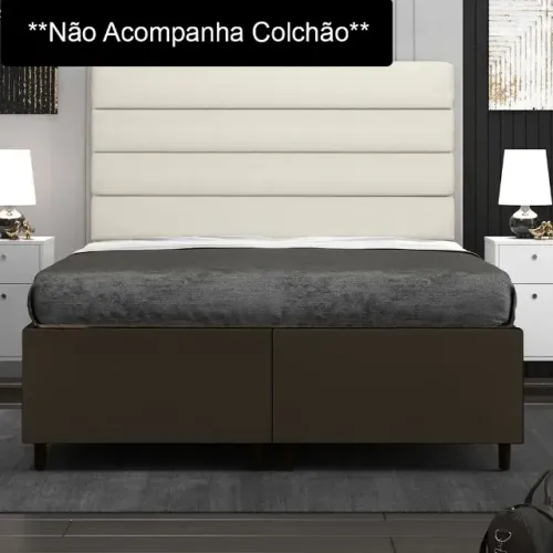 Cama Base Box Casal Marrom Escuro