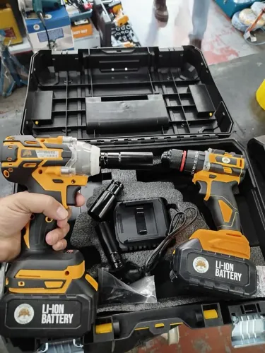 Kit furadeira e parafusadeira impacto chave de impacto furadeira 2 baterias