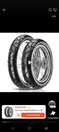 BROS e XRE 190 Par de Pneus Vipal Trail TR 400.