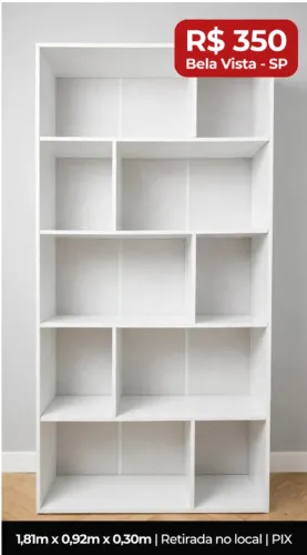 Estante / Livreiro Branca Moderna 5 Prateleiras